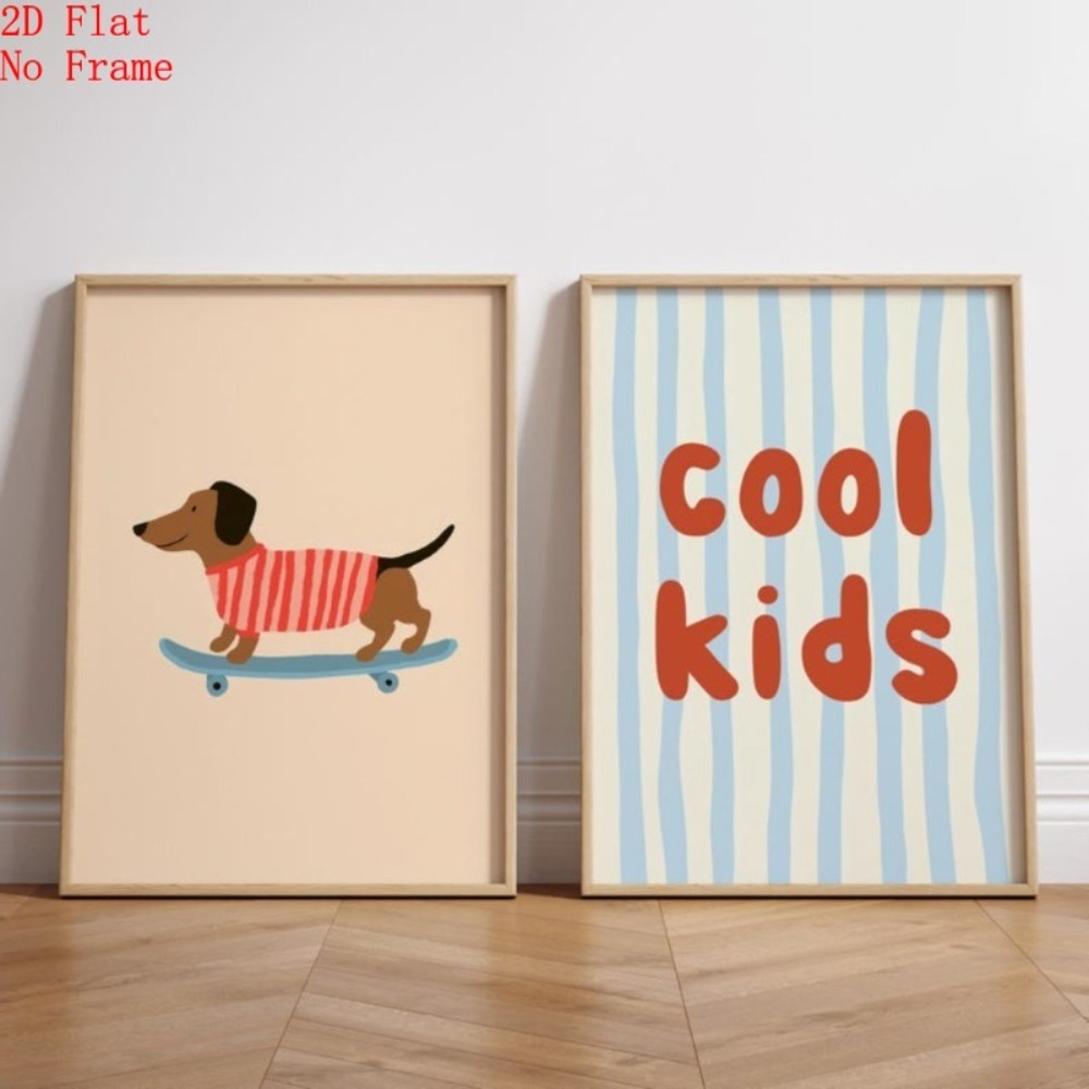 Kids Educational Poster - 2 adet çerçevesiz kanvas posterler, havalı