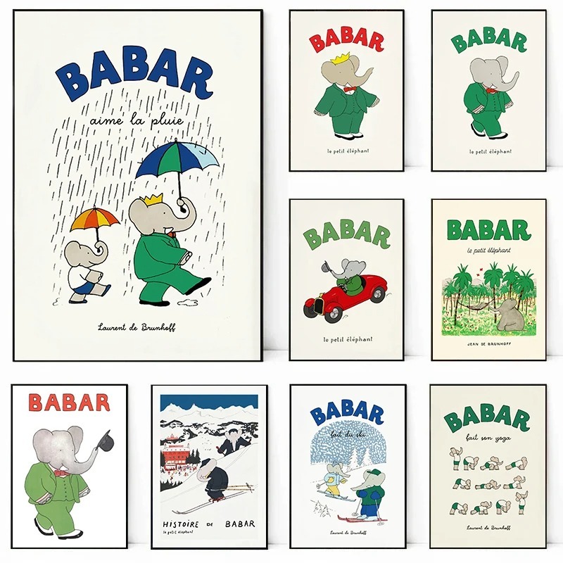 Kids Educational Poster - Fil Babar Fransa Peri Masalları Posteri