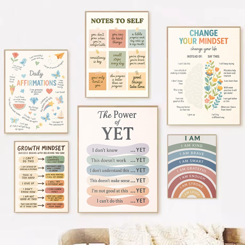 Kids Educational Posters - Notlar Kendini Büyüme Zihniyet Motivasyon Tırnaklar