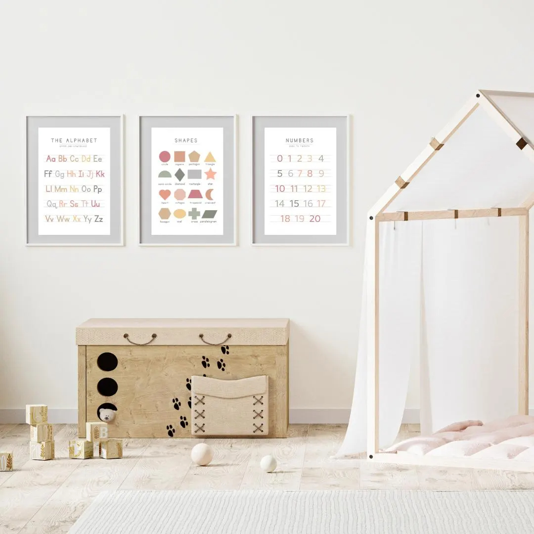 3 adet Cinsiyet Nötr Alfabe ve - Kids Educational Poster incelemesi ve fiyatı