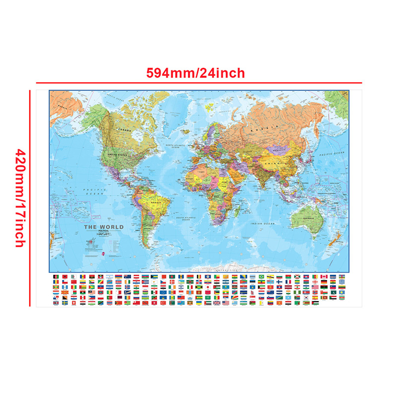 A2 Dünya Haritası 59*42 cm Bay - Kids Educational Poster incelemesi ve fiyatı