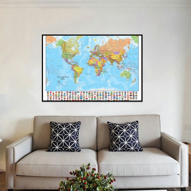 A2 Dünya Haritası 59*42 cm Bay - Kids Educational Poster incelemesi ve fiyatı